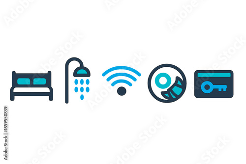 Hotel Services and Amenities Icons, Minimalist flat design