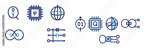 Quantum Computing Icons, Minimalist flat design