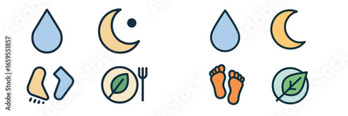 Healthy Lifestyle Icons, Minimalist flat design
