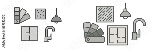 Interior design elements and floor plan, Minimalist flat design