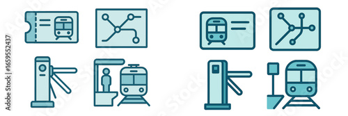 Public Transport Symbols Collection, Minimalist flat design