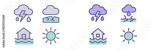 Natural Disaster and Weather Icons, Minimalist flat design
