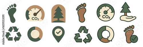 Environmental Footprint Symbols, Minimalist flat design