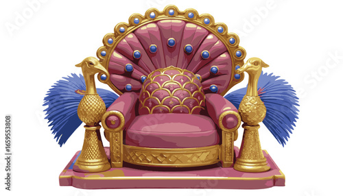Elegant antique armchair and rocking chair with plush leather and ornate wood carvings, perfect for a classic interior or a luxurious room design