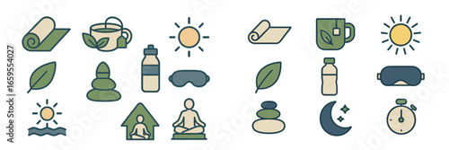 Wellness and Self-Care Icons, Minimalist flat design