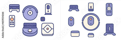 Robotic Vacuum Cleaner Set, Minimalist flat design