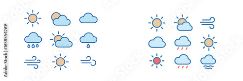 Weather forecast icons set, Minimalist flat design