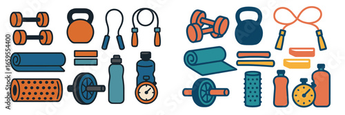 Fitness Gear Assortment, Minimalist flat design