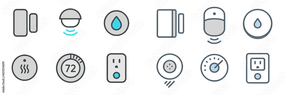 Fototapeta premium Smart Home Device Icons Set, Minimalist flat design