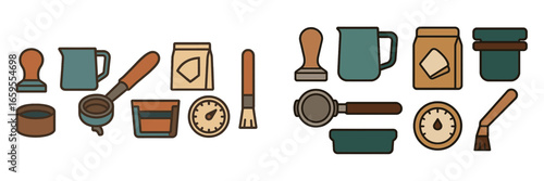 Coffee Making Tools and Accessories, Minimalist flat design