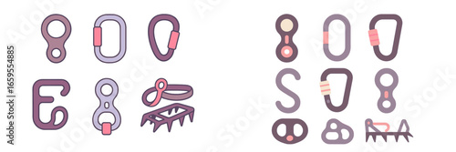 Assorted Climbing Equipment, Minimalist flat design