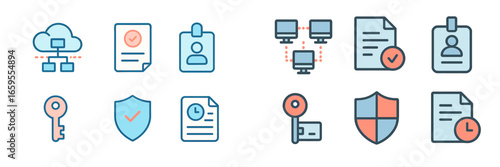 Security and Data Management Symbols, Minimalist flat design
