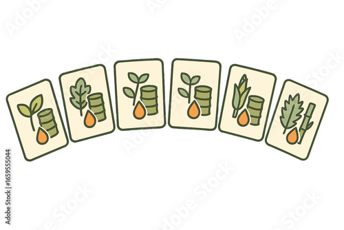 Agricultural products and oil barrels icons, Minimalist flat design