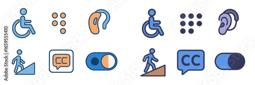 Accessibility Icons for Inclusion and Support, Minimalist flat design