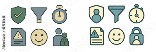 Security and Data Protection Icons, Minimalist flat design