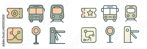 Public Transport Symbols Collection, Minimalist flat design