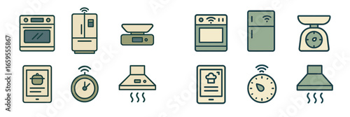Modern Smart Kitchen Appliances, Minimalist flat design