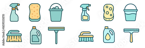 Household Cleaning Tools Collection, Minimalist flat design