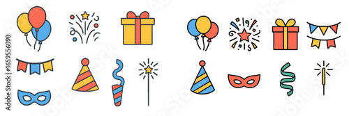 Colorful celebration elements for festive occasions and parties