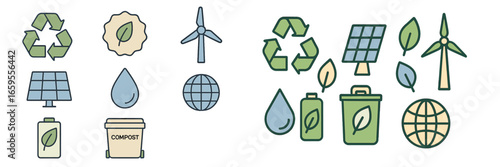 Eco-friendly vector illustrations of sustainable energy concepts