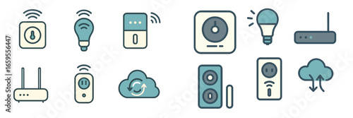 Digital smart home icons representing modern technology solutions