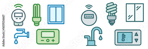 Smart home tech illustration of energy-saving devices