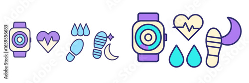 Fitness tracking concept design with wearable technology illustrations