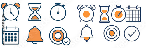 Collection of minimalistic time-related icons in vector style
