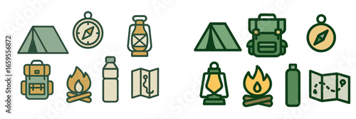 Camping gear and outdoor symbols for travel design