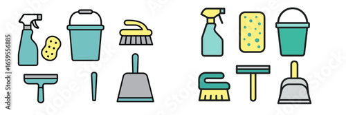 Collection of cleaning tools and supplies for efficient home care