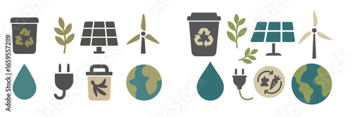 Eco-friendly symbols and elements for sustainable living design