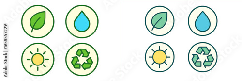 Sustainability icons for eco-friendly practices