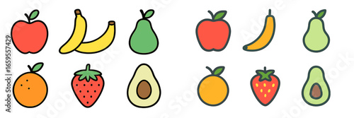 Colorful vector illustration of various fruits in cheerful arrangement
