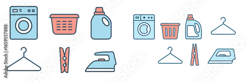 Laundry essentials and tools in a vector illustration design