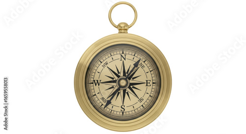 Isolated brass compass