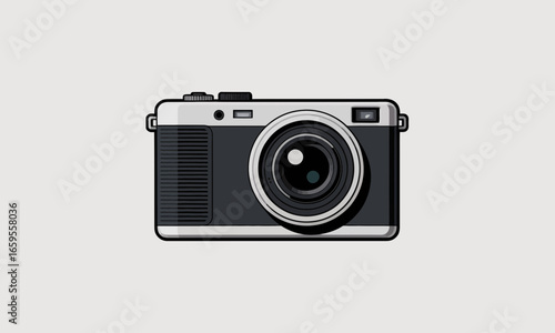Sleek retro-style camera illustration featuring a classic design with a modern twist, perfect for photography enthusiasts and design projects