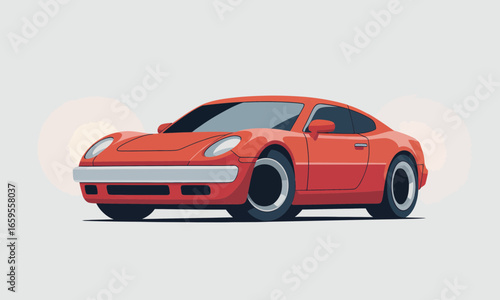 Sleek red sports car illustration with smooth lines and a modern design against a neutral background, perfect for automotive enthusiasts