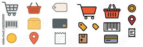 Vector illustration of shopping icons for online store design