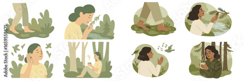 Nature connection through mindful activities in serene environments