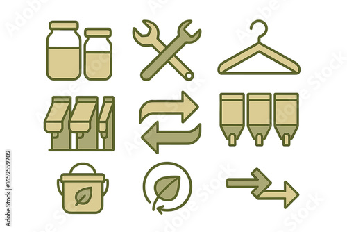Vector illustration of household tools and eco-friendly items
