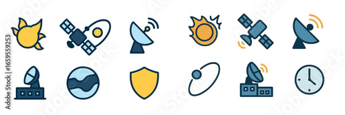 Vector illustration of various satellite and communication icons