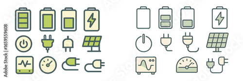 Vector illustration of energy icons related to power and efficiency