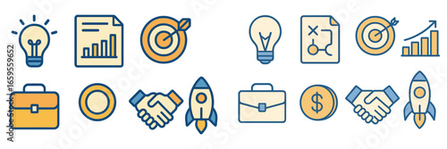 Business strategy and growth icons for creative projects