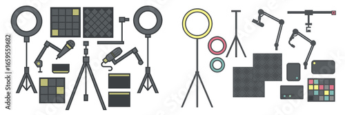 Studio equipment collection for content creation and production