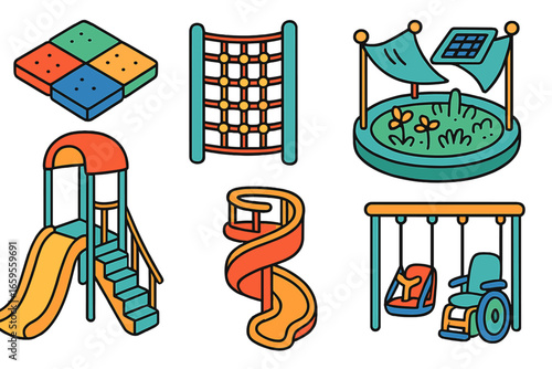 Colorful vector illustration of playful playground equipment design