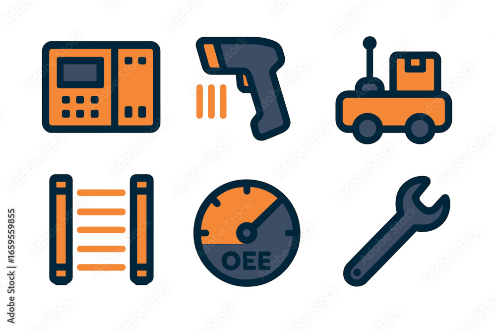 Fototapeta premium Vector illustration of industrial tools and equipment for efficiency