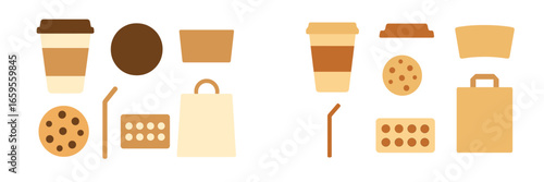 Simplistic vector illustration of food and drink items for graphic use