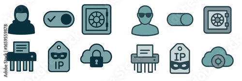 Vector illustration of security and privacy icons for digital safety