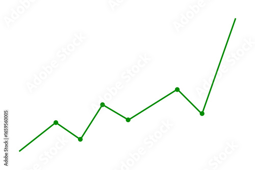 Green line graph showing upward trend for business and financial growth on transparent background