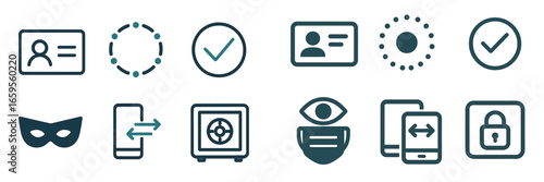 Vector illustration of security icons for digital identification